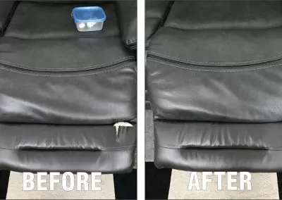 Before and After Recliner Repair Services done by A-plus Leather Repair, BC